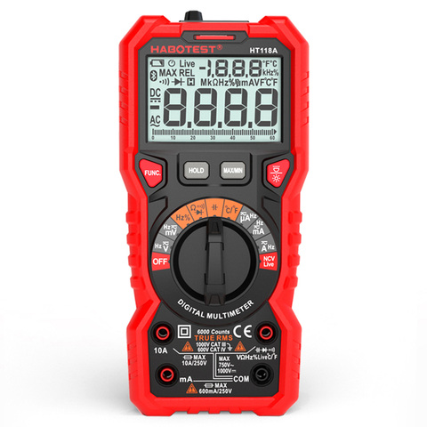 HABOTEST HT118A Digital Multimeter Auto Range Multi-meter 6000 Counts True RMS Measuring Voltage Current Resistance Capacitance ► Photo 1/6