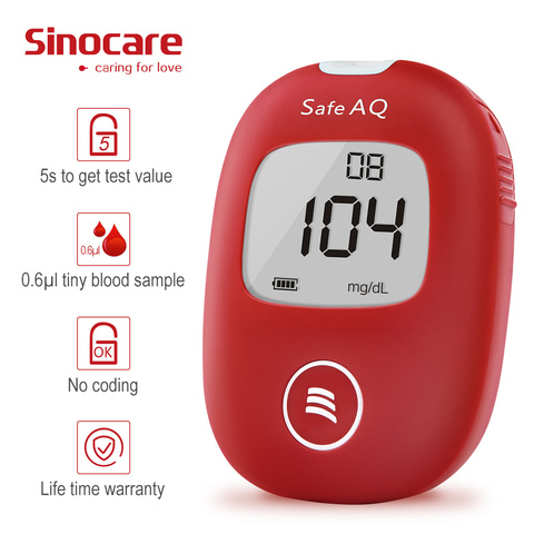 Medical Diabetes Glucometer Microtech  Blood Glucose fast test Sinocare Safe  AQ Smart Blood Glucose Kit &Test Strips ► Photo 1/6