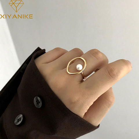 XIYANIKE 925 Sterling Silver Vintage Pearl Rings for Elegant Women Creative Geometric Party Accessories 2022 Fine Jewelry Gifts ► Photo 1/6
