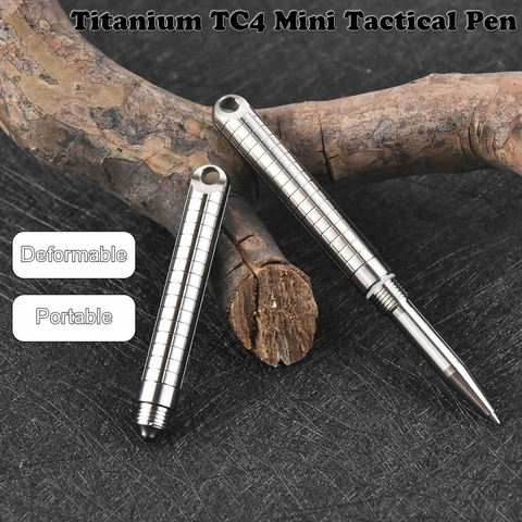 Mini Portable Titanium TC4 Tactical Pen Multi Function Self Defense Business Pen Emergency Glass Breaker EDC Tool Gift ► Photo 1/6