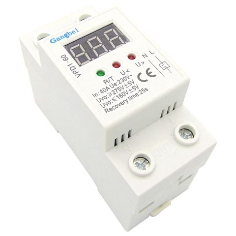 2P 40A 220V automatic reconnect over voltage and under voltage protection protective device relay with Voltmeter voltage monitor ► Photo 1/6