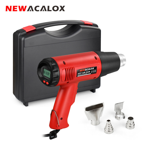 NEWACALOX 2000W 220V Industrial Electric Heat Gun Thermoregulator LCD Display Hot Air Gun Shrink Wrapping  Heater Power Tool ► Photo 1/6