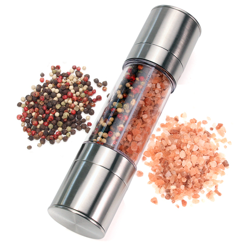 Leeseph Stainless Steel Salt and Pepper Grinder Set 2 in 1 - Adjustable Ceramic Sea Salt Grinder & Pepper Grinder ► Photo 1/6