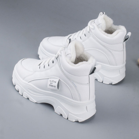 New Women's Casual Sneakers; Winter Sneakers With Plush Fur; Warm Women's Shoes; Women's Shoes With Lacing; Women's Snow Boots ► Photo 1/6