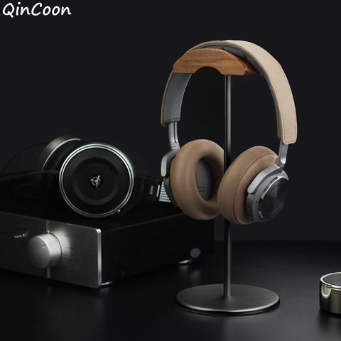 Black Walnut Wood Aluminum Headphone Stand Rack Nature Walnut Headset Earphone Holder Hanger w/Solid Base for Table Desk Display ► Photo 1/6