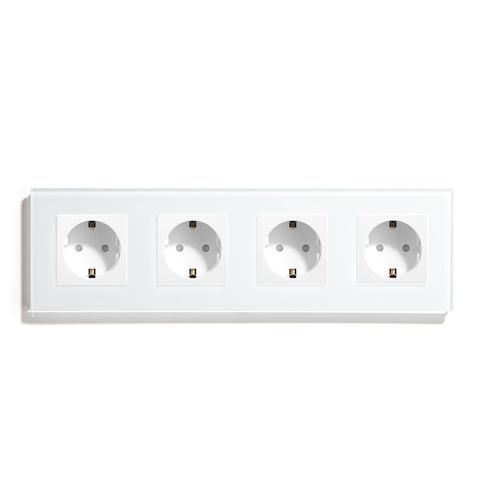 BSEED 4 Outputs EU Standard Power Socket White Black Crystal Glass Panel 110-240V Electrical EU Socket ► Photo 1/2