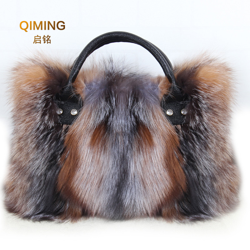 New fox fur handbag Korean version of the shoulder diagonal ladies bag plush bag