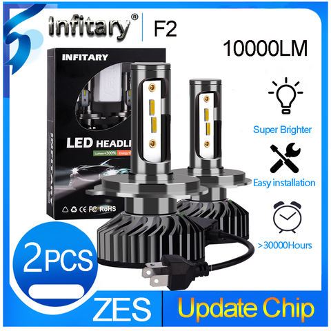 Infitary ZES 1860 Chips Led Car Headlights Bulbs H4 H7 H1 H3 H11 9005 9006 3000K 4500K 6500K Waterproof External Power Auto Lamp ► Photo 1/6