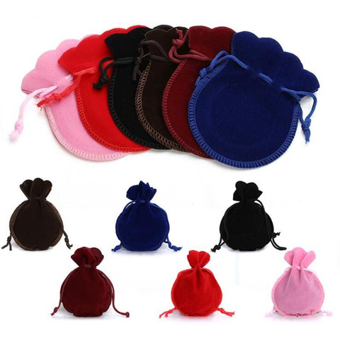 10pcs 5x7mm 7x9mm 9x12cm Velvet Bag Drawstring Pouch Black Red pink Calabash Jewelry Packing Bags Wedding Christmas Gift Bag ► Photo 1/4