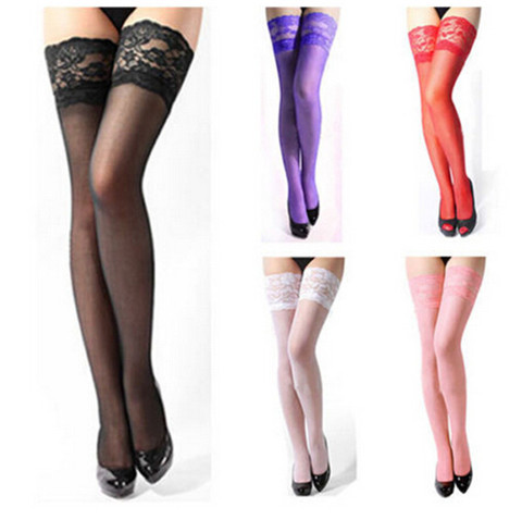 Sexy Women Mesh Sheer Lace Stay Up Thigh High Hold-ups Stockings Pantyhose Lace Floral See Through Exotic Apparel Socks Hosiery ► Photo 1/6