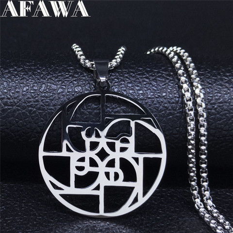 AFAWA Fibonacci Spiral Stainless Steel Necklace Medieval Ratio Number Integer Sequence Mathematics Medal Math Jewelry N4112S01 ► Photo 1/6