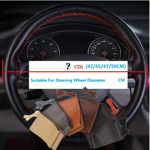 Genuine Leather 42/45/47/50 CM Bus Truck Car Steering Wheel Cover For BENZ IVECO Cummins TRUCK Bus Van Lorry ► Photo 1/6