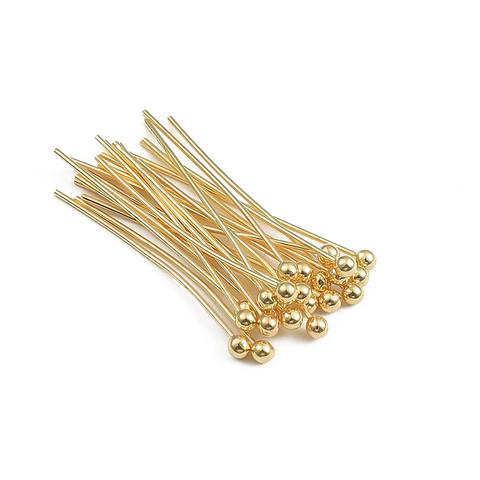 50pcs/lot 16/20/25/30/35mm 18k Gold Plated Copper Ball Head Pins Headpins For DIY Jewelry Making Ball Needles Accessories ► Photo 1/6