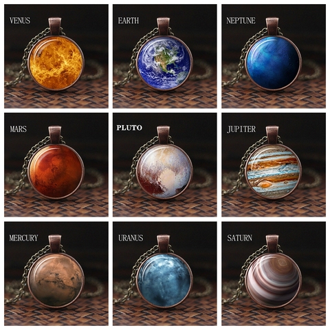 Charming Nebula Necklace Solar System Planet Venus Mercury Mars Saturn Uranus Neptune Earth Moon Pendant Dome Glass Necklaces ► Photo 1/6