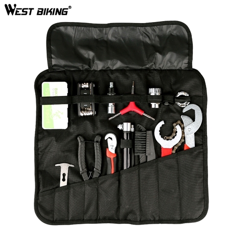 WEST BIKING Bicycle Repair Tools Kits Hex Wrench Bracket Freewheel Crank Puller Remover Cycling Pump MTB Bike Multi Tool Kit Bag ► Photo 1/6