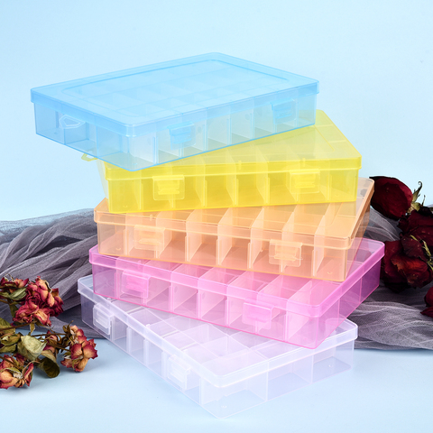 2022 Transparent 24 Grids Storage Box Plastic Embroidery Floss Bobbins Beads Pill Storage Organizer DIY Cross Stitch Sewing Tool ► Photo 1/6