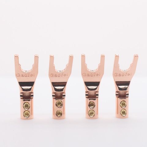 Gaofei Pure Red Copper Plated Spade plug Speaker Cable Connector HiFi 4pcs ► Photo 1/6