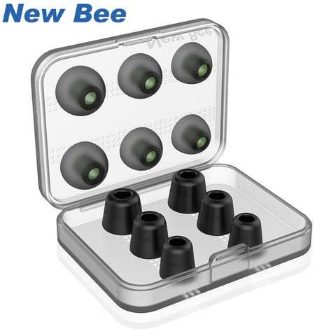 New Bee Replacement Noise Isolating 3 pairs Memory Foam tips & 3 pairs Silicone Earbuds Ear Pads for Headphone Earphone Black ► Photo 1/6