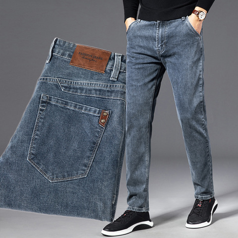 ICPANS Thick Winter Denim Jeans Men Straight Stretch Regular Jeans for Man Black Classic Vintage Mens Pant Big Size 29-38 40 ► Photo 1/5