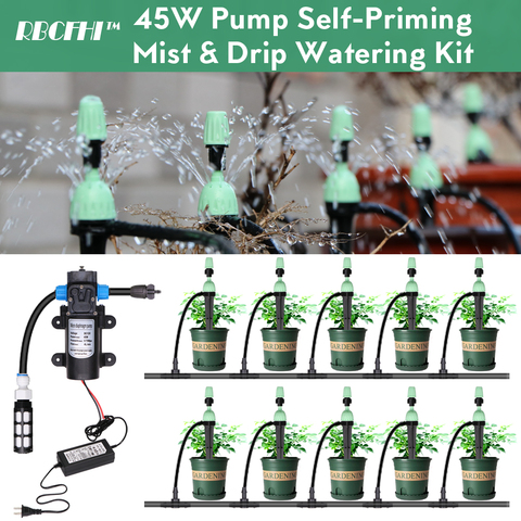 10-25M 45W Pump Self-Priming Watering System Adjustable 2-IN-1 Misting Spray Drippers Garden Balcony Irrigation Kit 110-124V ► Photo 1/6