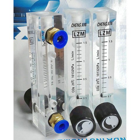 0.1-1 0.1-1.5 0.2-2 LPM LZM-6T CO2 Rotameter With Control Valve Push In Fit 6 8 10mm Tube ► Photo 1/1