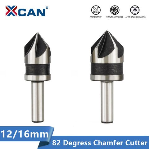 XCAN Chamfering Cutter 2pcs 12 16mm 82 Degrees Wood Metal Hole Cutter 5 Flute Hole Drill Countersink Drill Bit ► Photo 1/6