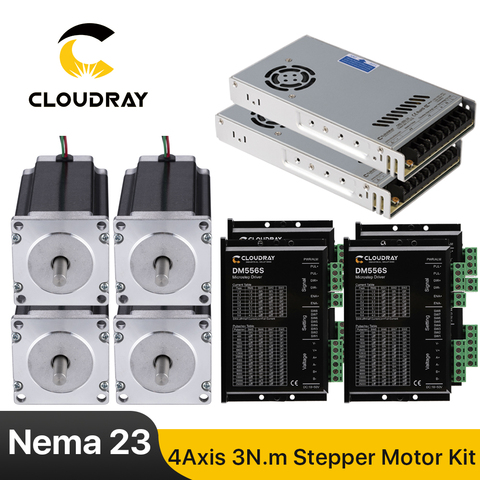 4 Axis CNC Router Kit 3N.m Nema 23 Stepper Motor + DM556S Stepper Driver + 350W power supply ► Photo 1/6