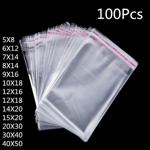 100Pcs Transparent Plastic Self-adhesive Bag Jewelry Accessories Reusable Thick Clothing Candy Packaging Bag ► Photo 1/6