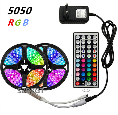 RGB 5050 SMD 2835 LED Strip Light Flexible Ribbon RGB Stripe 5M 10M 15M tape kit ► Photo 1/4