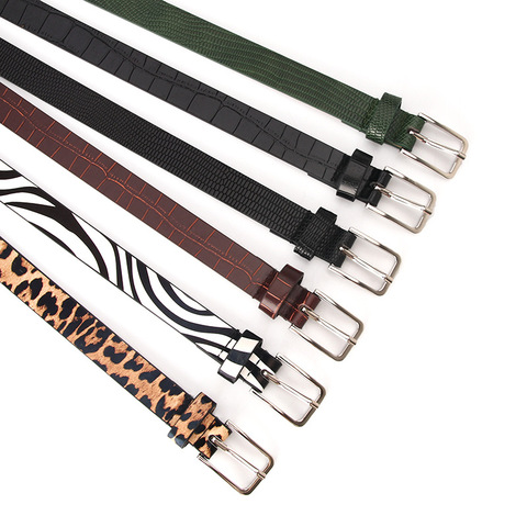 Fashion 1.8cm Wide Female Belt Black Leoprad Zebra Cow Striped Print Ladies Waist Belt For Women Thin Narrow Wild Belts Students ► Photo 1/6