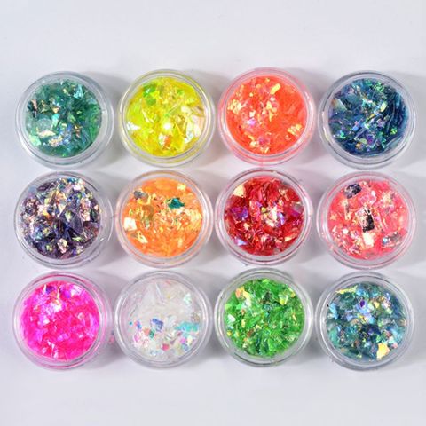 12 box/set Manicure Shell Cellophane Colorful Candy Aurora Papers Hard Epoxy Filling Nail Polish Adhesive Decorative Dotted Glue ► Photo 1/6