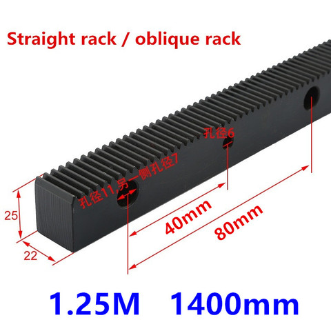 1pc 1.25 Mod helical rack 1400mm 670mm Helical Gear Rack and 1.25MOD Metal Steel Pinion Gear Set For CNC Machine ► Photo 1/2