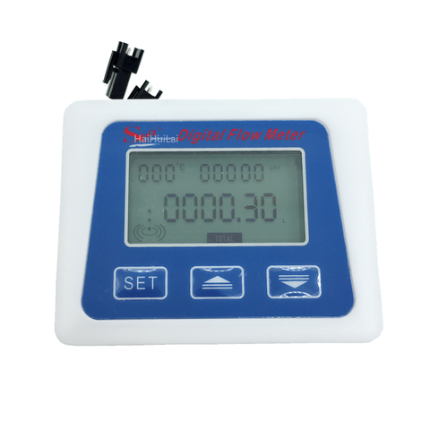 Digital Flow meter display temperature measuring flow sensor total Liter Gal flow rate ► Photo 1/6