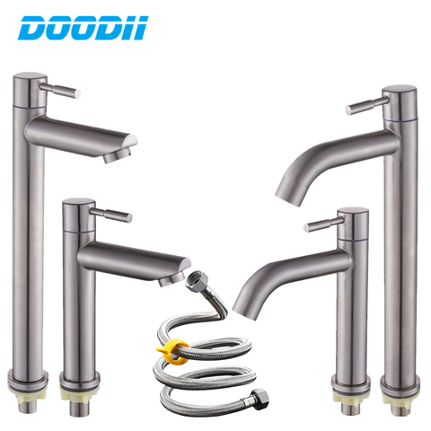 Stainless Steel Bathroom Faucet Deck Mounted Single Cold Faucet Rust And Corrosion Resistance Bathroom Sink Water Tap Torneira ► Photo 1/6