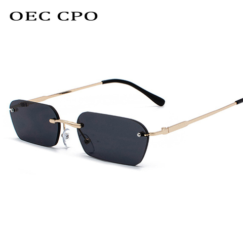 OEC CPO Fashion Rimless Sunglasses Women Vintage Brand Design Ladies Transparent Lens Sun glasses For Women Rectangle UV400 O94 ► Photo 1/6
