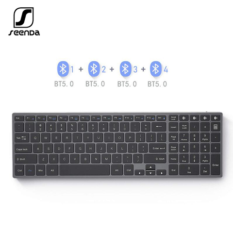 SeenDa Bluetooth keyboard Aluminium Alloy Multi Device Wireless Rechargeable Russian Wireless keyboard 4- Device Sync ► Photo 1/6