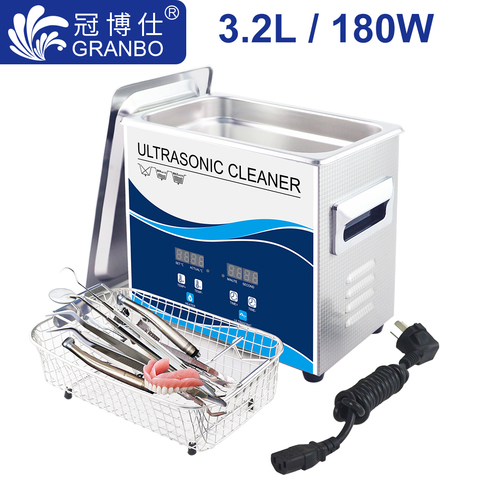 Granbo Digital Ultrasonic Cleaner 3 Liter 180W Transducer Degassing Heated Dental Manicure Instruments  Surgical Tools Sterilize ► Photo 1/6