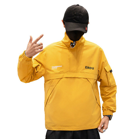 Mens Anorak Jackets Men Hip-Hop Outwear Autumn Windbreaker Patchwork Casual Streetwear Male Outdoor Overcoat Top 4XL ► Photo 1/6