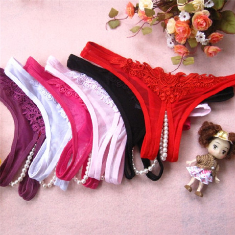 Women Fashion Opening Crotch Panties Lace Open Crotchless Thongs