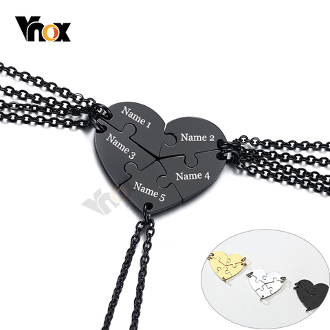 Vnox 5Pcs BFF Necklaces for Women Men Custom Engrave Stainless Steel Heart Puzzle Pendant Best Friends Friendship Gifts Jewelry ► Photo 1/1