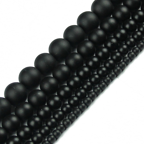 JHNBT Scrub Black Stone Beads Matte Natural Stone Round Loose Beads Ball 4/6/8/10/12MM Jewelry Bracelet Accessories Making DIY ► Photo 1/6