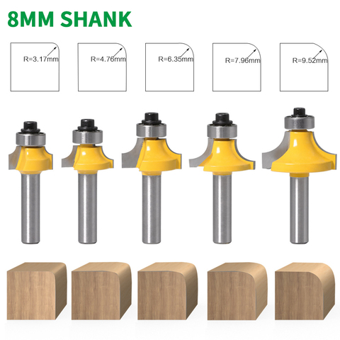 1PC 8MM Shank Milling Cutter Wood Carving Corner Round Over Router Bit with Bearing Milling Cutter Woodworking Tungsten Carbide ► Photo 1/6