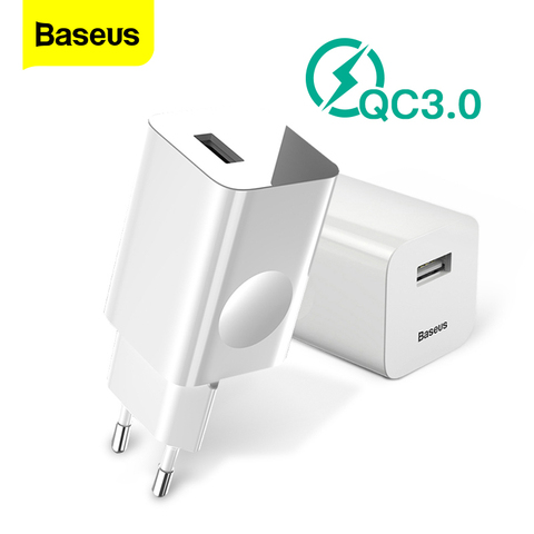 Baseus 24W Quick Charge 3.0 USB Charger AC Adapter For Wireless Charger Travel Mobile Phone Charger for iPhone 12 Samsung S9 S8 ► Photo 1/6