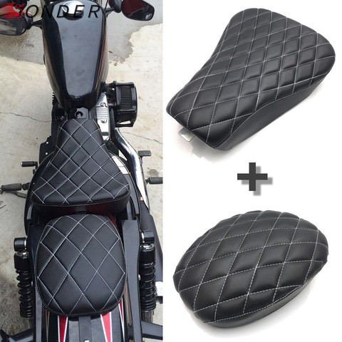 Driver Leather Pillow Solo Seat Cushion Passenger cushion For Harley Sportster Forty Eight XL1200 XL883 XL 883 72 48 2004-2022 ► Photo 1/6