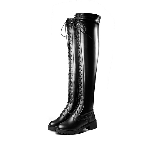 2022 New Sexy Ladies Lace Up Over The Knee Boots Plus Size 33-52 Platfrom Long Women Shoes Thigh High Boots zapatos de mujer ► Photo 1/6