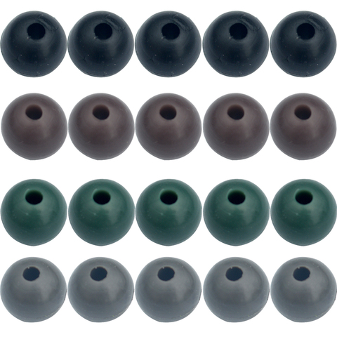 Carp Fishing Beads 100pcs/lot Round Soft Rubber Black Green Brown