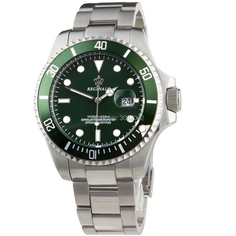 Reginald Sports Watch Green Dial Classic Luminous Diver Watch Quartz Military Mens Watches Stainless Steel Watches Waterproof ► Photo 1/1