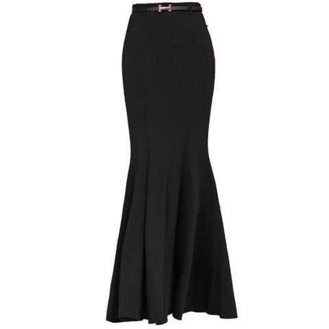 spring Vintage Black Long Mermaid Skirt Women  Elegant package hip trumpet Skirts With Free Belt plus size 2XL ► Photo 1/4