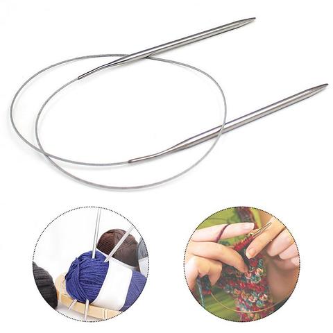 80cm Stainless Steel Circular Knitting Needles Knitting Pins Crochet Weaving Pins Knitting Size 2.0-10 Mm Needlework Tools ► Photo 1/6