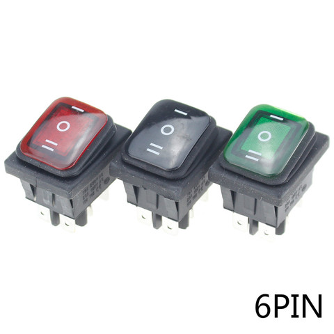 1pcs on off on 12V/220V Heavy Duty 6 pin DPDT IP67 Waterproof Auto Boat Marine Toggle Rocker Switch with LED 12V 220V 27x22mm ► Photo 1/6